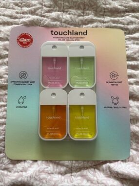 touchland Hydrating Hand Sanitizer Mist 4-Pack (Pink, Green, Orange, Yellow)